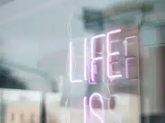 life is now neon signage